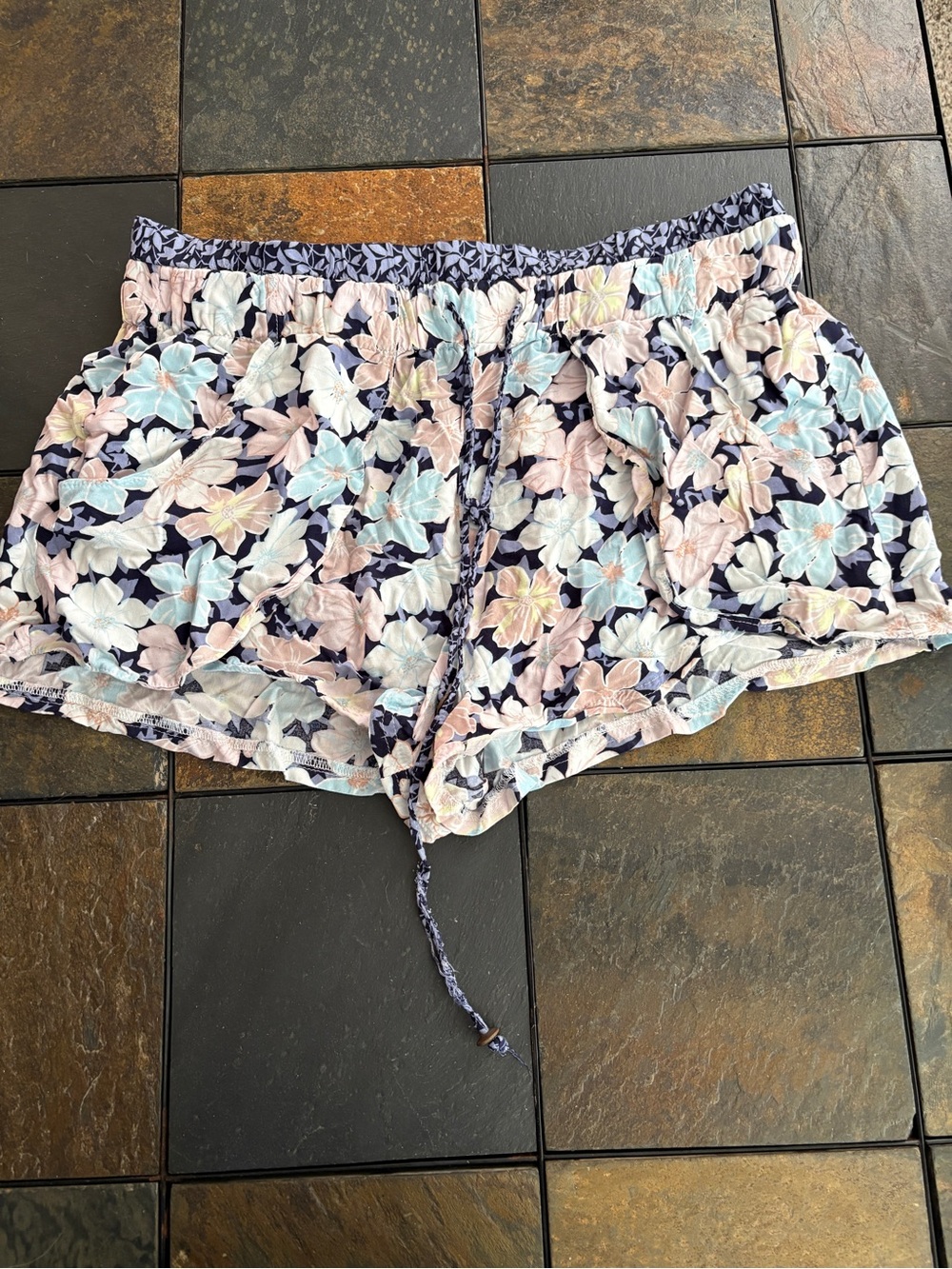 Vanilla Star Floral High Waist Shorts - Navy, Light Pink, Light Blue